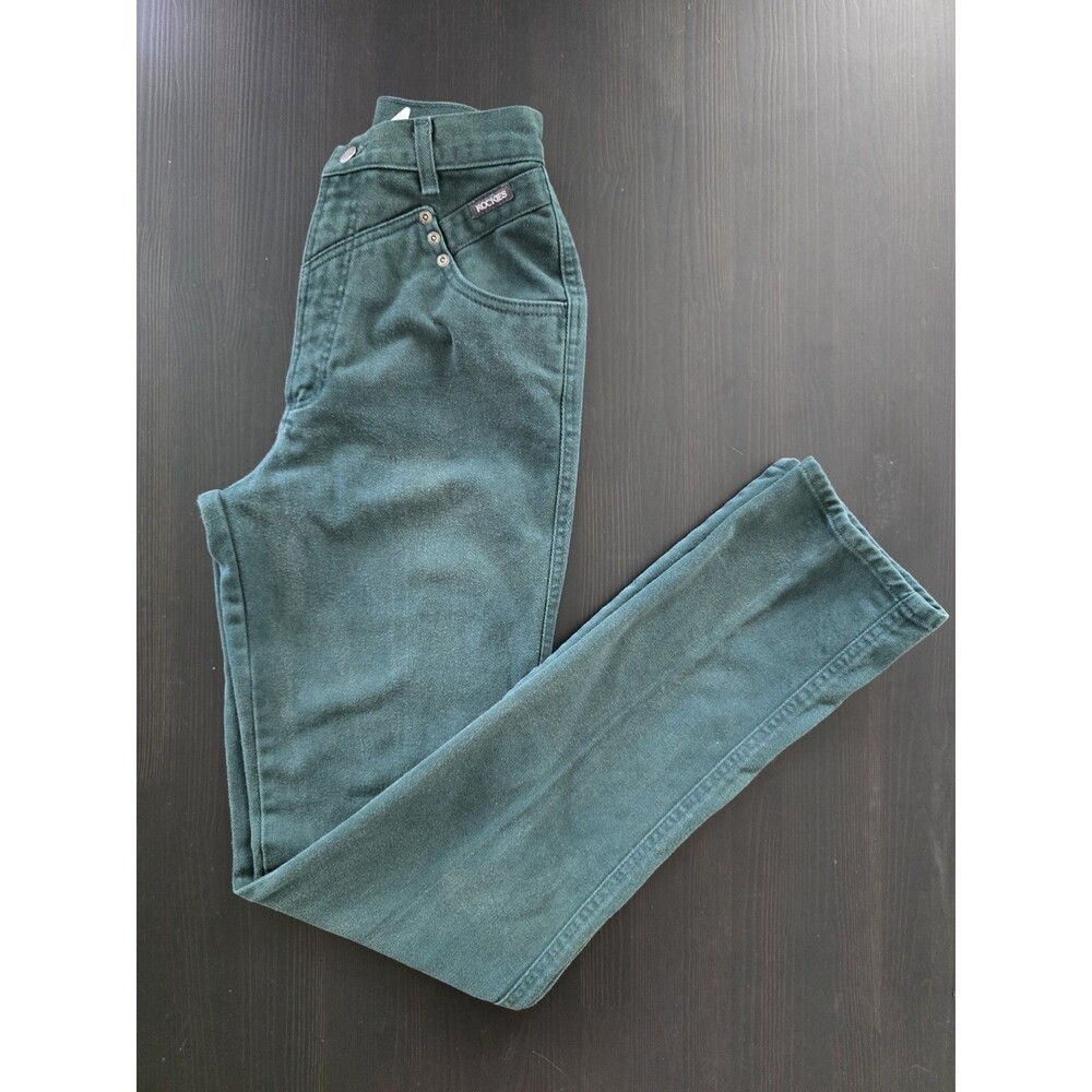 Vtg Rockies Rocky Mountain Greenish Jeans Sz 28/7 28x36 Western Cowgirl Rodeo